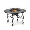 35.5 Feet Patio Fire Pit Dining Table With Cooking BBQ Grate - Black
