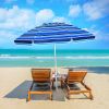 7.2 Feet Portable Outdoor Beach Umbrella with Sand Anchor and Tilt Mechanism - Navy