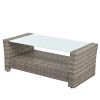 Patio Furniture, Outdoor Furniture, Seasonal PE Wicker Furniture, 6 Set Wicker Furniture With Tempered Glass Coffee Table - as Pic