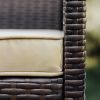 3 Piece Patio Furniture Wicker Conversation Set- Brown Wicker and Beige - as Pic