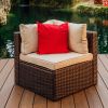 Nestl 7 Piece Patio Furniture Wicker Conversation Set, Brown/ Beige - as Pic