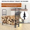 4 Feet Outdoor Heavy Duty Steel Firewood Wood Storage Rack - Black
