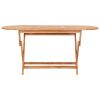 7 Piece Folding Patio Dining Set Solid Teak Wood - Brown