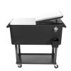 80Qt Black Box Black Square Foot Tube With Drain Pipe Freezer Incubator - Black