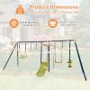 7-in-1 Stable A-shaped Outdoor Swing Set for Backyard - Blue, Green