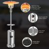 48,000 BTU Standing Outdoor Heater Propane LP Gas Steel with Table and Wheels - Silver