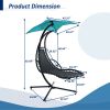 53.15 in. Outdoor Teal Hanging Curved Lounge Chair Steel Hammocks Chaise Swing with Built-In Pillow and Removable Canopy - Teal
