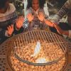 38in Metal Fire Pit with Cooking Grates Black - Black