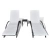 Sun Loungers with Table Poly Rattan Black - Black