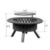 38in Metal Fire Pit with Cooking Grates Black - Black