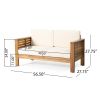 Teak Acacia Wood Loveseat and Coffee Table Set with Cream Cushions - as Pic