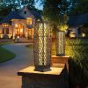 2 Pieces Solar-Powered Diamond Wicker Floor Lamps with Auto LED Light - Brown