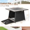 35 Inch Propane Gas Fire Pit Table Wicker Rattan with Lava Rocks PVC Cover - Black