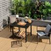 31 Inch Outdoor Fire Pit Dining Table with Cooking BBQ Grate - Black
