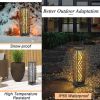 2 Pieces Solar-Powered Diamond Wicker Floor Lamps with Auto LED Light - Brown