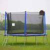 15FT Trampoline with Basketball Hoop Inflator and Ladder(Inner Safety Enclosure) Blue - as Pic
