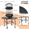 35.5 Feet Patio Fire Pit Dining Table With Cooking BBQ Grate - Black