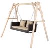 49in Brown Gradient Rattan Beige Cushion Rattan Swing Chair(Swing frames not included) - as picture