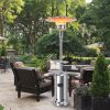 48,000 BTU Standing Outdoor Heater Propane LP Gas Steel with Table and Wheels - Silver