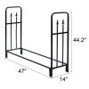 4 Feet Outdoor Heavy Duty Steel Firewood Wood Storage Rack - Black