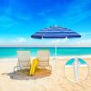 7.2 Feet Portable Outdoor Beach Umbrella with Sand Anchor and Tilt Mechanism - Navy