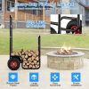 Firewood Log Cart Carrier with Wear-Resistant and Shockproof Rubber Wheels - Black