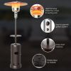 48,000 BTU Standing Outdoor Heater Propane LP Gas Steel with Table and Wheels - Brown