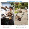 Firewood Log Cart Carrier with Wear-Resistant and Shockproof Rubber Wheels - Black